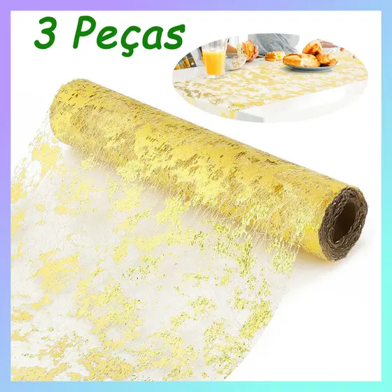 3 peças corredor de mesa de gaze dourada 28*275cm festa aniversário natal decoração de mesa gaze