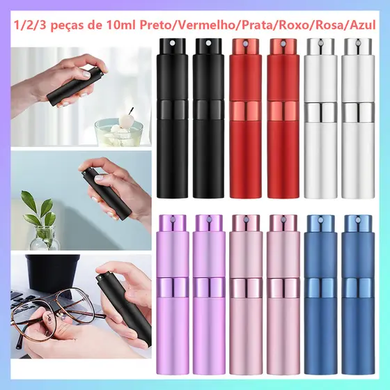 1/2/3 Pçs frascos de spray atomizador de perfume recarregáveis de 10 ml, dispensadores portáteis de colônia para viagens