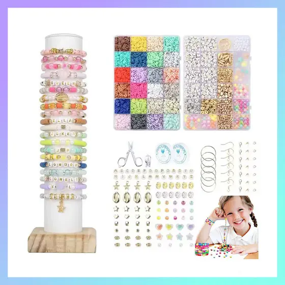 4800 contas de argila de polímero 24 cores Kit de fabricação de pulseira faça você mesmo conjunto de miçangas artesanais