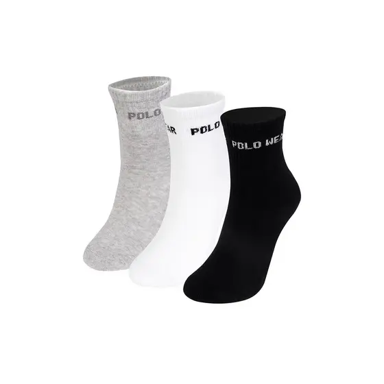 Kit 3 Pares de Meias Femininas Cano Alto Polo Wear Sortido