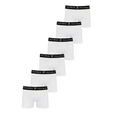 Kit 6 Cuecas Algodão Boxer Polo Wear Branco