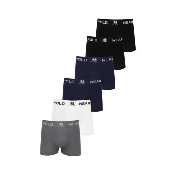 Kit 6 Cuecas Boxer Com Logo Polo Wear Sortido