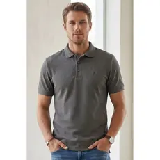 Polo Piquet Texturizada Premium Polo Wear Cinza Escuro