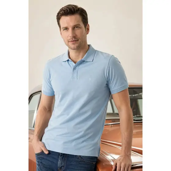 Polo Piquet Lisa Premium Polo Wear Azul Claro