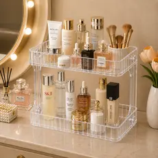 Organizador Duplo para Cosméticos Perfumes Maquiagem e Produtos de Higiene para Banheiro e Penteadeira