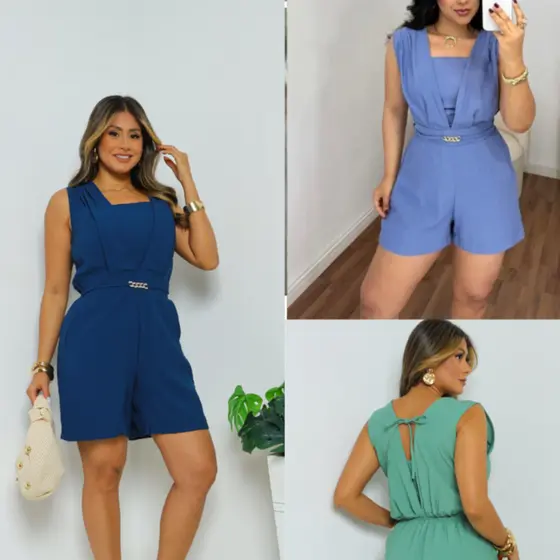 Macaquinho Feminino Tecido Sensorial Marrant Com Top com lastex nas costas