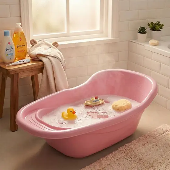 Banheira Adoleta rosa Para Bebê 20L Com Apoio Confortável e Fácil Limpeza