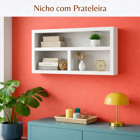 Nicho com Prateleiras para Decoração 100% MDF BRANCO 15mm Quarto Infantil Cozinha Lavandeira Sala