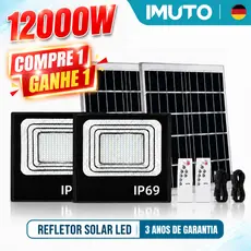 IMUTO Kit 2 Refletores Solares LED IP67 com Painel Solar e Controle Remoto para Jardim Garagem Quintal