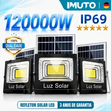 IMUTO Refletor Solar LED Super Forte IP69 Prova D’Água com Painel Solar e Bateria Luz Externa para Jardim Garagem Rua