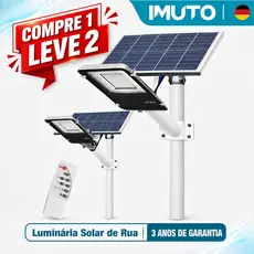 IMUTO Refletor Solar LED Ultra Brilho IP67 com Sensor e Controle para Rua, Poste, Jardim e Garagem