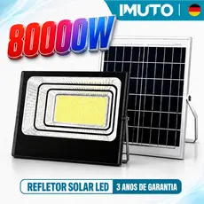 IMUTO Refletor Solar LED 80000W IP69 à Prova D’Água com Painel Solar para Jardim Garagem e Quintal