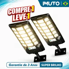 IMUTO Luminária Poste Solar 150000W LED Luz Branca IP67 à Prova D'Água com Controle Remoto e Sensor