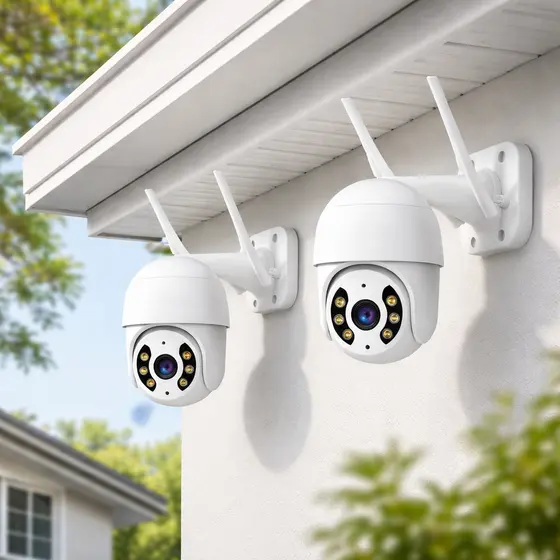 Kit 2 Camera Segurança Externa Icsee 360 Rotação C/ Visão Noturna Segurança Prov Dágua infravermelho