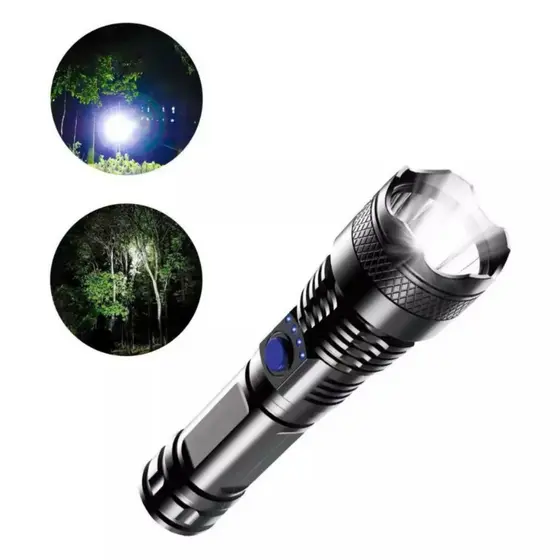 Lanterna USB LED Recarregável Portátil –Alta Potência ,Sabre De Luz Prova D’Água e Zoom Ajustável Nf