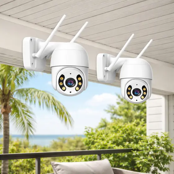 Kit 2 Camera Externa Ip Wifi Segurança 360 Rotação Visão Noturna Segurança Prova Dágua infravermelho