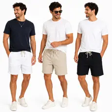 Kit 3 Short De Linho Mauricinho Confortavél Leve Elegante
