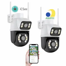 Kit 2 Câmeras Externa Ip WiFi Ptz 8mp 4K 360° Rotativa Prv DÁgua Segurança Dupla C/ Visão Noturna Nf