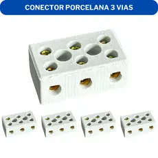 Kit 4 Conector Porcelana 3 Vias 6mm 10mm 16mm - Resistente Alta Temperatura Para Chuveiros e Torneiras