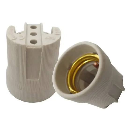 Kit 10 Soquete Bocal E27 De Porcelana Cerâmica Reforçado 4A 250V Alta Temperatura P/ Lâmpada