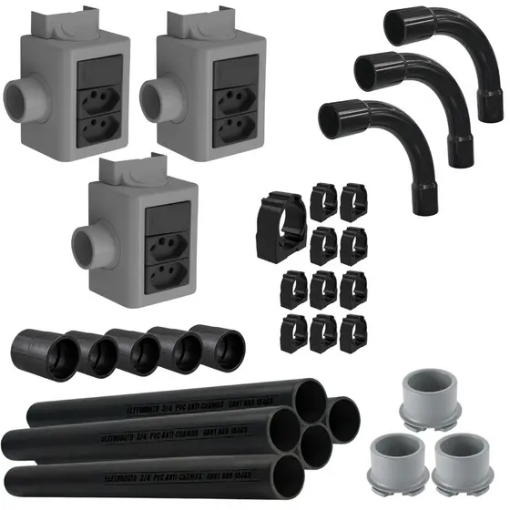 🛠️ Kit Completo Condulete PVC 3/4 Tramontina com 6 Eletrodutos e Acessórios para Instalação