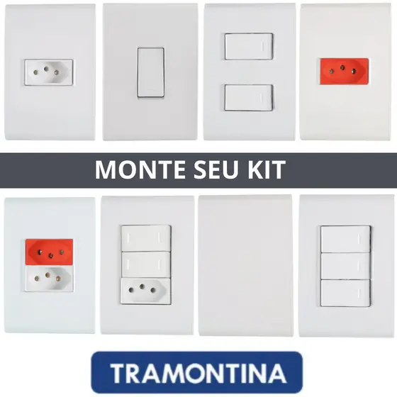 Monte Seu Kit Tomadas e Interruptores Tramontina Liz Branco Design Premium Fácil Instalar