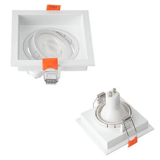 Spot De Embutir Mr16 Dicroica Quadrado Recuado Branco + Lampada Led MR16 7w Soquete Gu10