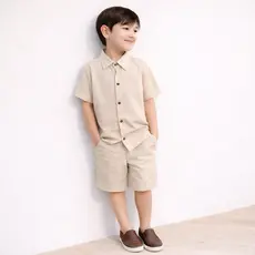 Conjunto Social Infantil Menino Camisa + Shorts 2 Peças | Festa, Batizado, Casual Chic