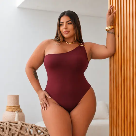 Body Um Ombro Plus Size com Fivela em Suplex Tamanho GG ao G3