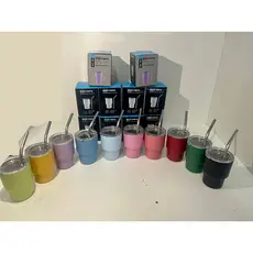 KIT COM 35/40 /45/50 PCS Mini Copos De Shot 90ML Com Canudo De Metal E Tampa YJB