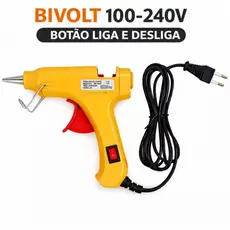 Pistola De Cola Quente Bivolt Profissional 20w Bastão 7mm Amarelo 127/220v JQ