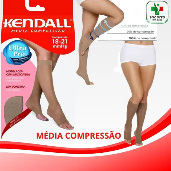 Meia Calça Kendall 3/4 Feminina sem Ponteira Média Compressão 18-21 / 15-20 mmHg Cor Mel Original