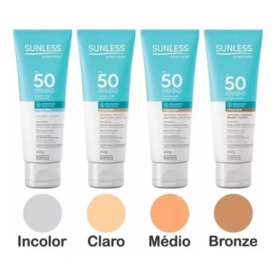Protetor Solar Facial Sunless FPS 50 Toque Seco 60g - Envio Imediato