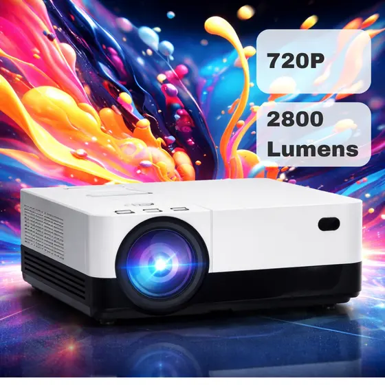 Projetor BrazilPC H3A HD 720P 2800 Lumens Alto Brilho HDMI USB Ideal para Filmes, Jogos Copa Mundial