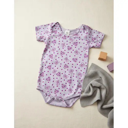 Body Bebê Menina Manga Curta Estampado  100% Algodão