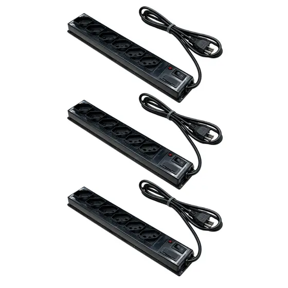 Kit Filtro de Linha 6 Tomadas Cabo 85cm Pack 3 Unidades Annlux