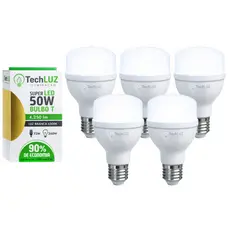 Kit Lâmpada Led Bulbo 50W 6500K Pack 5 Unidades Techluz