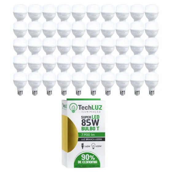 Kit Lâmpada Led Bulbo 85W 6500K Pack 50 Unidades Techluz