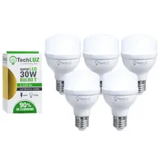 Kit Lâmpada Led Bulbo 30W 6500K Pack 5 Unidades Techluz