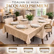 Toalha de Mesa Jacquard Premium – 4, 6, 8 e 10 Lugares