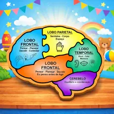 Quebra Cabeça Educativo Formato Cérebro MDF Infantil Pedagógico