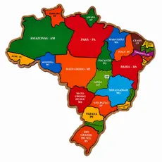 Mapa Do Brasil Quebra Cabeça Brinquedo Educativo Estados e Região Em MDF Jogo Pedagógico