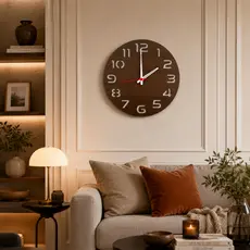 Relógio de Parede MDF Estilo Madeira Freijó Decorativo Números Grandes e Vazados Com Corte a Laser Moderno