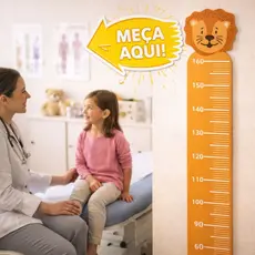 Régua de Crescimento Infantil Para Consultório Casa Animais Leão