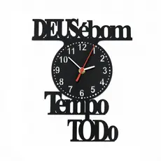 Relógio de Parede Decorativo  Deus é Bom o Tempo Todo em Mdf Casa e Decoração Preto