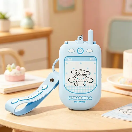 MINISO Sanrio Personagens Espelho Compacto Dobrável Em Forma De Telefone Moderno , Portátil E Multifuncional 20cm 12cm 4