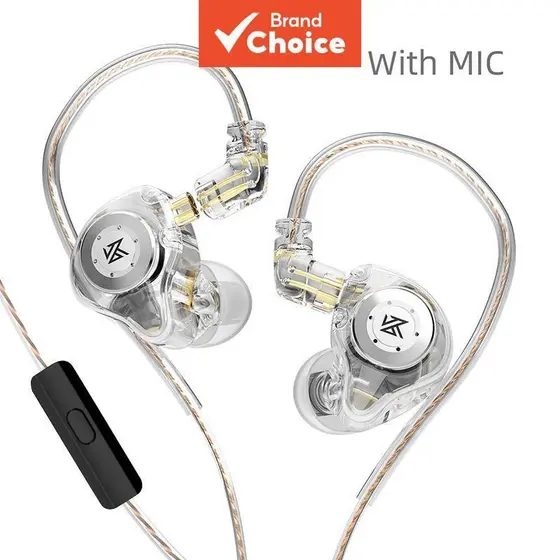 KZ EDX Pro Fones de Ouvido com Fio [Clareza com Microfone] Monitor Intra-Auricular Dinâmico, Fones de Ouvido HiFi,