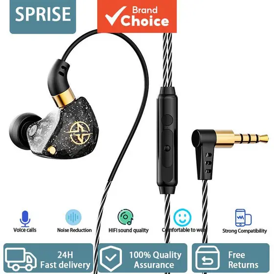 SPRISE Novo X6 Dinâmico Em Fones De Ouvido Graves Profundos Microfone Estéreo Com Fio 3.5mm Preto Azul Roxo Rosa Verde P
