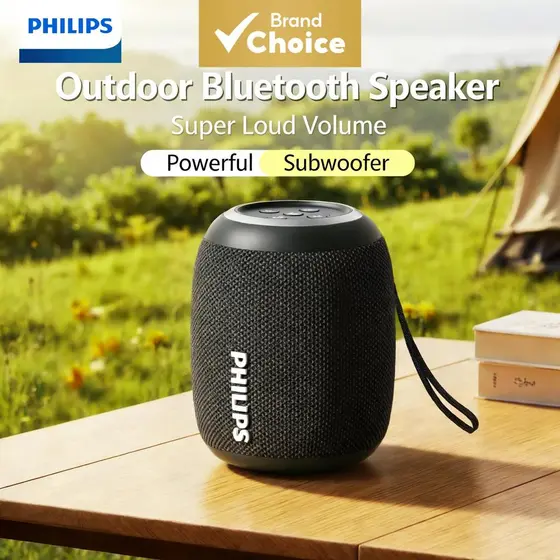 PHILIPS TAS3109 Caixa de Som Bluetooth Portátil Original com Graves Potentes, à Prova d'Água, Som Surround Externo e TWS