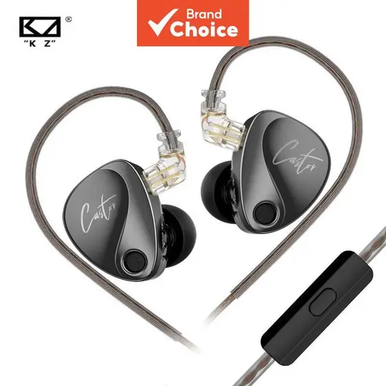 Fones de ouvido KZ Castor, intra-auriculares Hi-Fi 2DD dinâmicos de alta fidelidade, monitor auditivo ajustável, graves